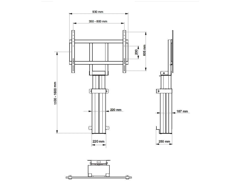 Multibrackets M Motorized Public Floormount 160kg Black SD