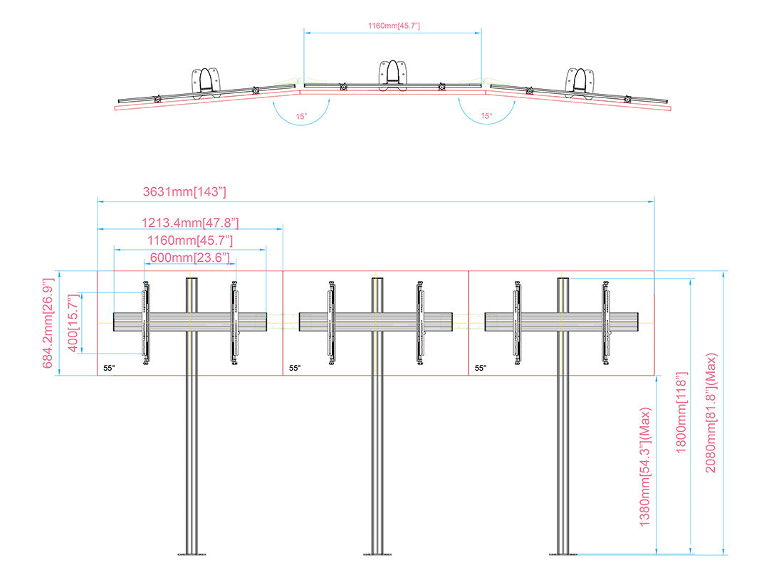 Multibrackets M Pro Series - Video Wall Floormount MBFMC3x1U