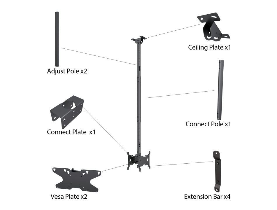 Multibrackets M Public Ceilingmount Small Back to Back Black 1500