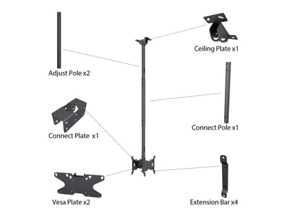 Multibrackets M Public Ceilingmount Small Back to Back Black 1500