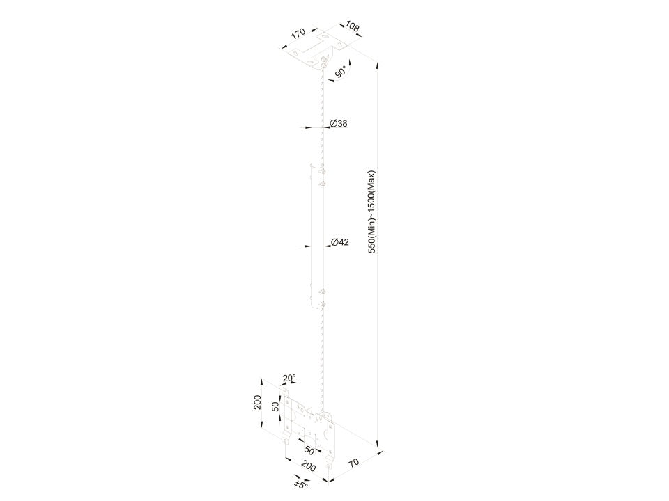 Multibrackets M Public Ceilingmount Small Single White 1500