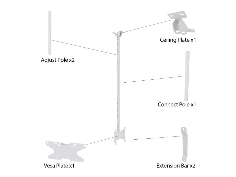 Multibrackets M Public Ceilingmount Small Single White 1500