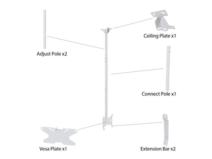 Multibrackets M Public Ceilingmount Small Single White 1500