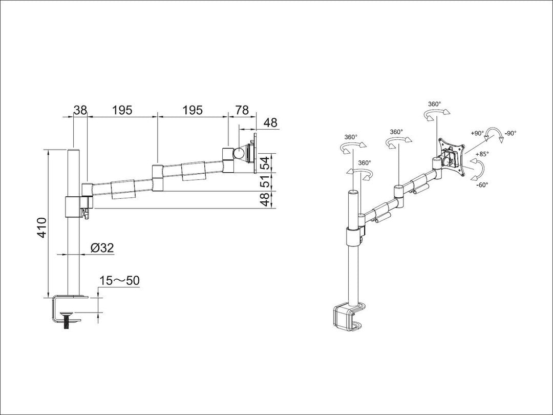 Multibrackets M VESA Deskmount Officeline Single II White