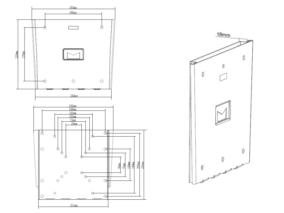 Multibrackets M VESA Wallmount III Black 75 100 200x100 200x200