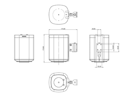 Multibrackets M Sonos S1/P1 Wall Mount Flex - Single White