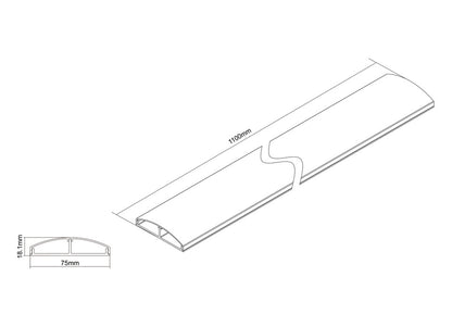 Multibrackets M Cable Cover SS Aluminum 75mm W - 1100mm L