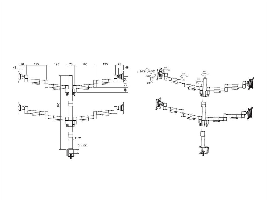 Multibrackets M VESA Deskmount Officeline Quad White