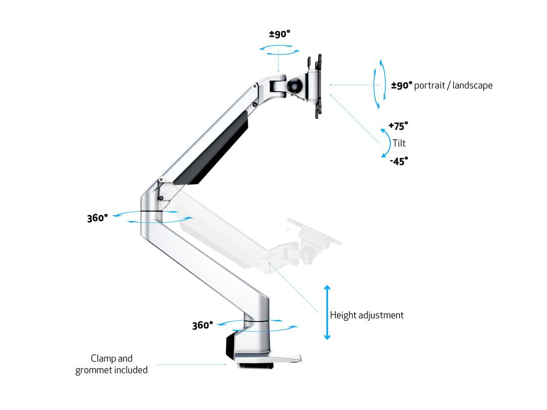 Multibrackets M VESA Gas Lift Arm Single Silver HD