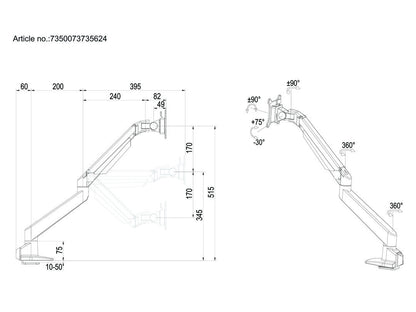 Multibrackets M VESA Gas Lift Arm Single Silver HD