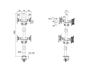 Multibrackets M VESA Deskmount Officeline Quad B2B Black