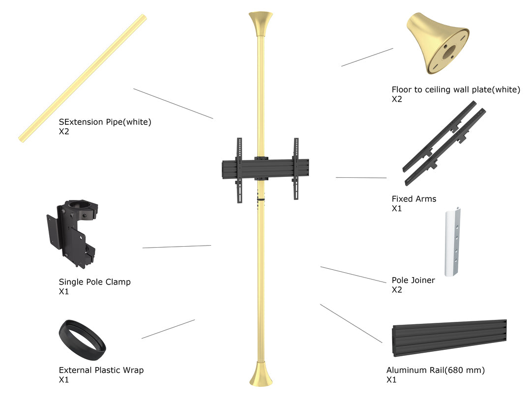 Multibrackets M Floor to Ceiling Mount Pro MBFC1U Brass