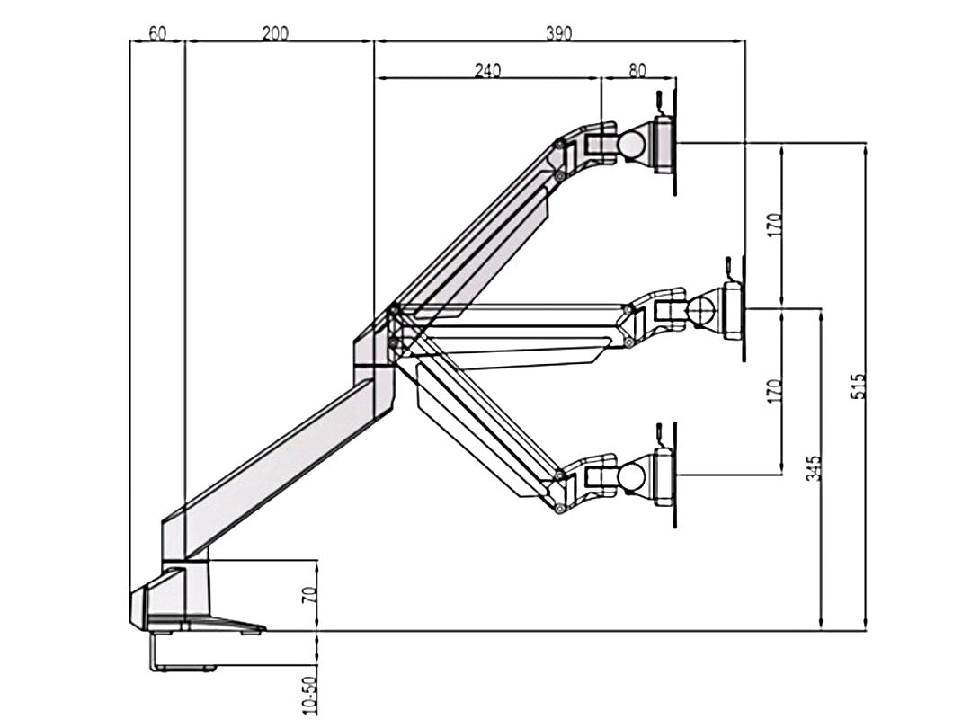 Multibrackets M VESA Gas Lift Arm w. Duo Crossbar 2 Black