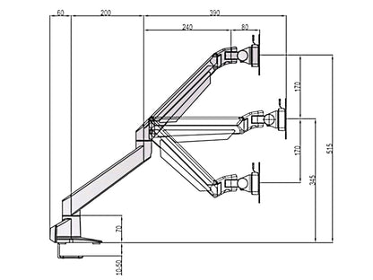 Multibrackets M VESA Gas Lift Arm w. Duo Crossbar 2 Black