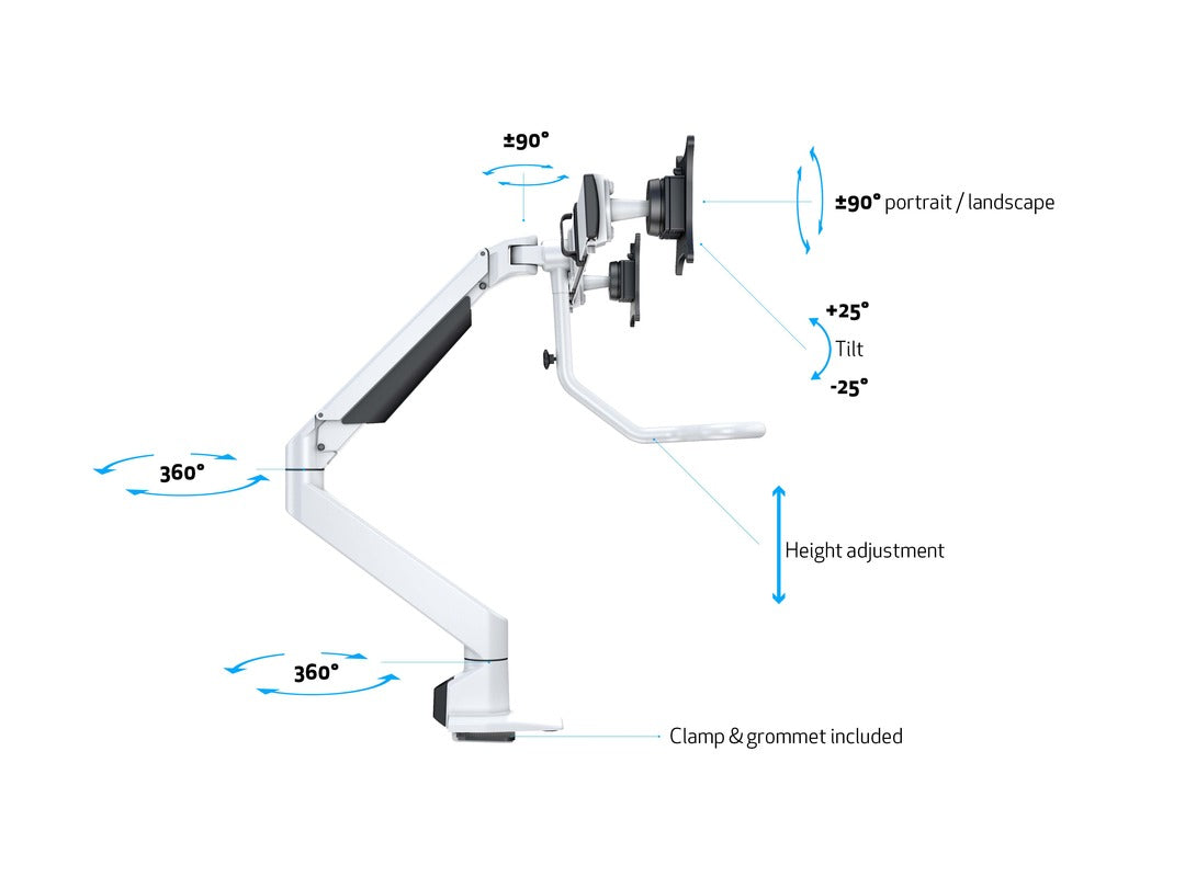 Multibrackets M VESA Gas Lift Arm w. Duo Crossbar 2 White