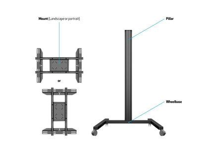 Multibrackets M Display Stand 180 Entry Level 180cm Trolley AV Cart Black