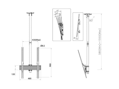 Multibrackets M Ceiling Mount Pro MBC1UP 400x900