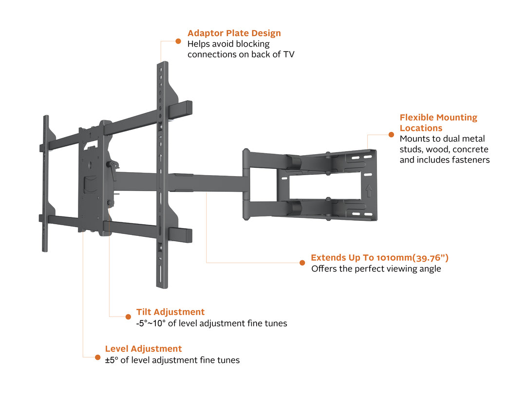 Multibrackets M Universal Long Reach Arm 1010mm HD, Single