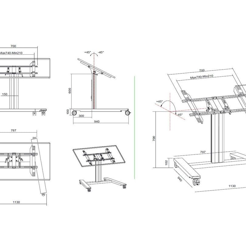 Multibrackets M Public Display Stand 80 HD Wheelbase Single Silver