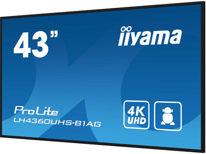 iiyama ProLite LH4360UHS-B1AG 43" 4K UHD professional digital signage display with advanced control and connectivity options