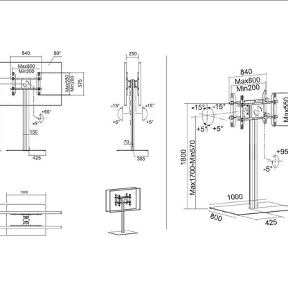 Multibrackets M Public Display Stand 180 HD Back to Back Black w. Floorbase