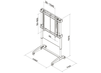 Multibrackets M Counterbalanced Floorstand HD 60-90kg Capacity AV Cart