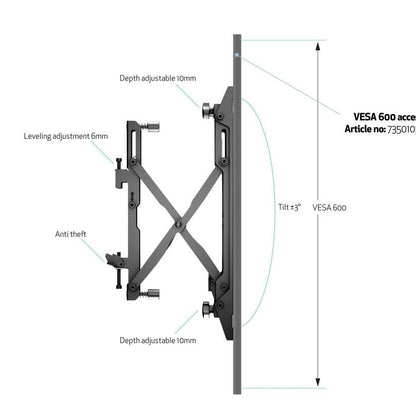 Multibrackets M Wallmount Pro MBW3x2UP Push In Pop Out Black