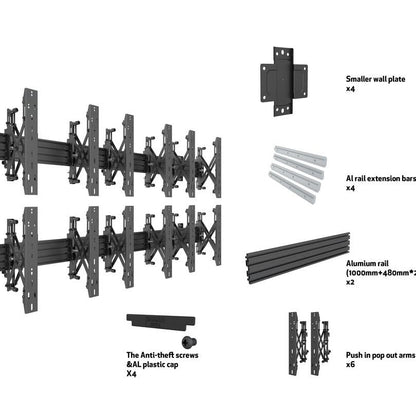 Multibrackets M Wallmount Pro MBW3x2UP Push In Pop Out Black