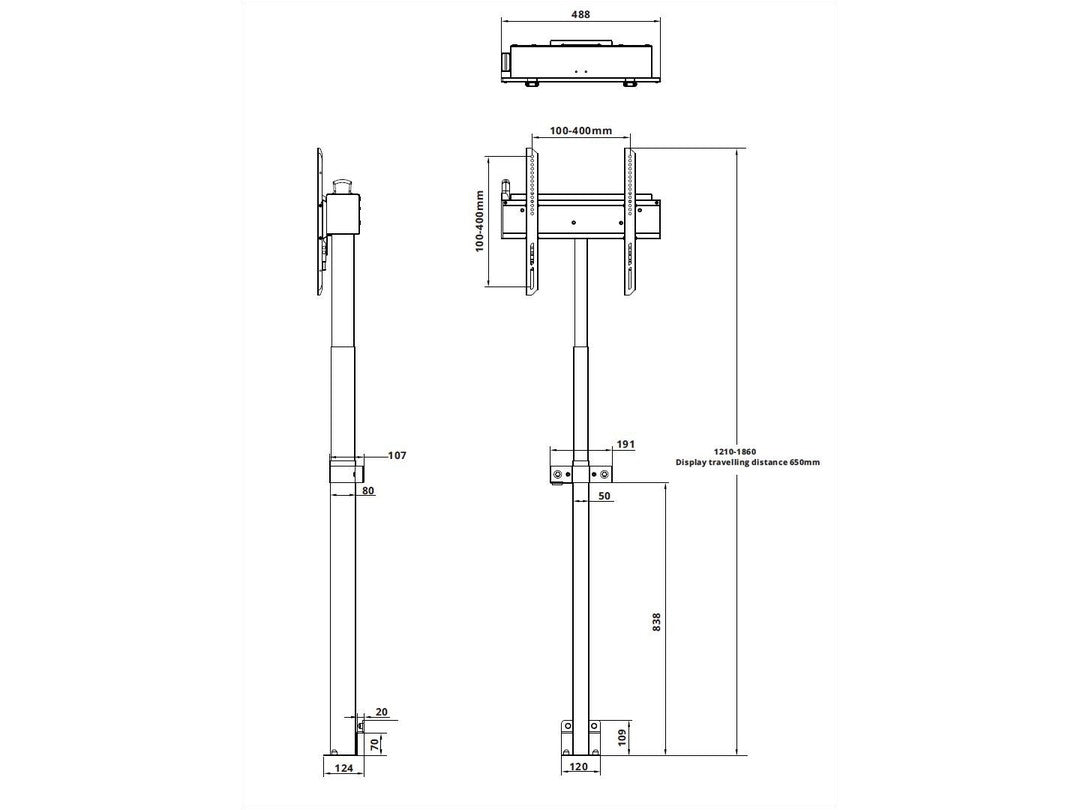 Multibrackets M Motorized Floormount 60kg White