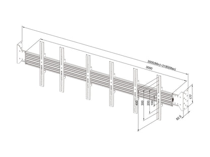 Multibrackets M Wallmount Pro MBWW3U Fixed Black, 300cm