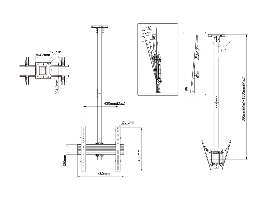 Multibrackets M Ceiling Mount Pro MBC1UX2 VESA 400