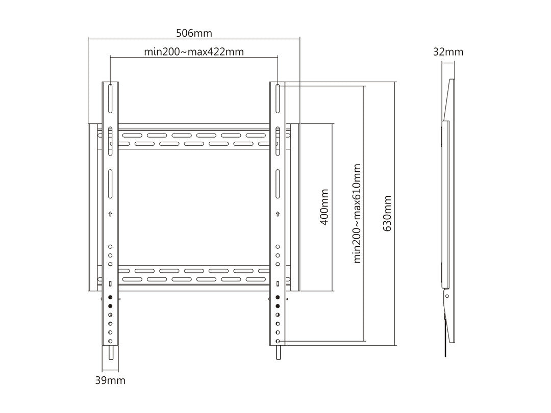 Multibrackets M Universal Wallmount HD Portrait 100kg 400x600