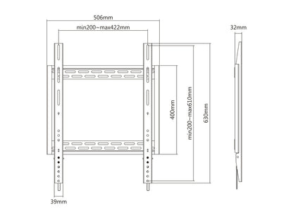 Multibrackets M Universal Wallmount HD Portrait 100kg 400x600