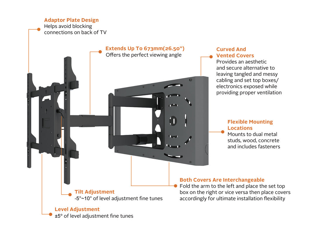 Multibrackets M Hospitality Flexarm with STB Enclosure Black