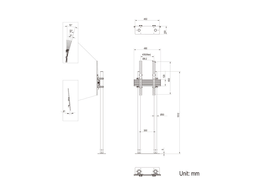 Multibrackets M Dual Pole Floormount Pro 65"-90"