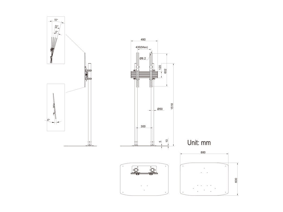 Multibrackets M Dual Pole Floorbase Pro 65"-90"