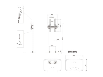 Multibrackets M Dual Pole Floorbase Pro 65"-90"
