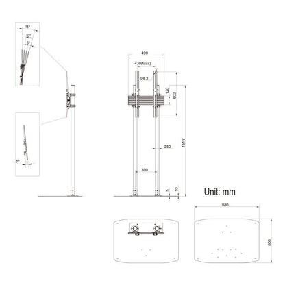 Multibrackets M Dual Pole Floorbase Pro 65"-90"