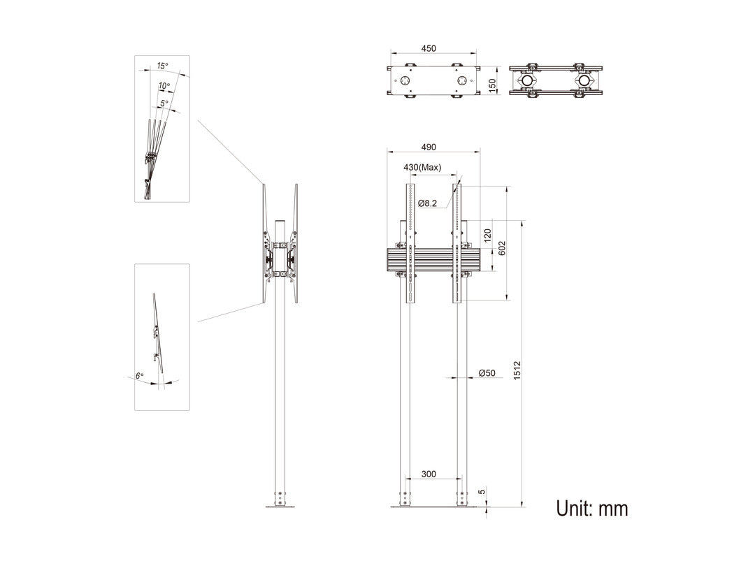 Multibrackets M Dual Pole Floormount Pro B2B 65"-90"