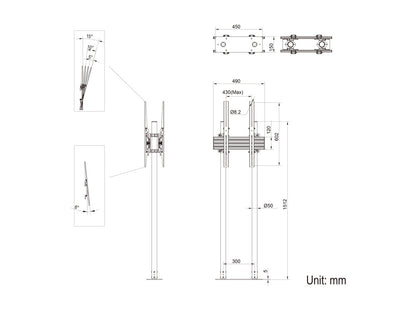 Multibrackets M Dual Pole Floormount Pro B2B 65"-90"