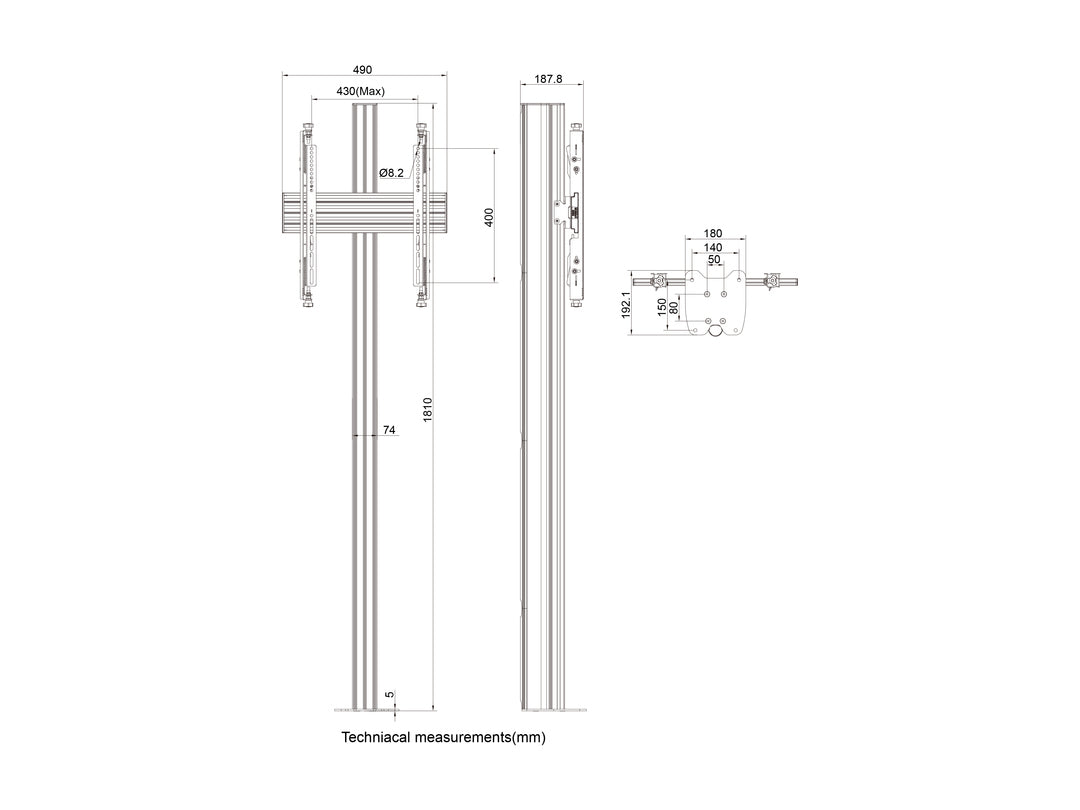 Multibrackets M Floormount Column Pro MBFC1U 180 Micro Adjustable