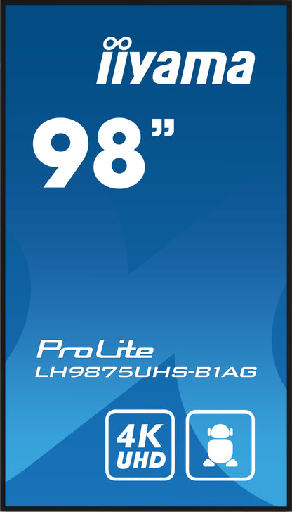 iiyama ProLite LH9875UHS-B1AG 98" 4K Ultra Large Format Display with Android OS