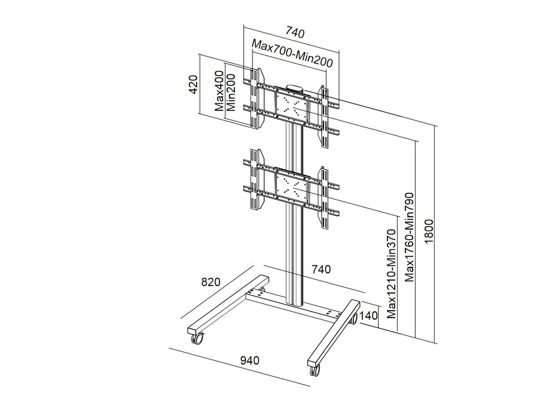 Multibrackets M Display Stand 180 Dual Vertical Black