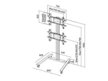 Multibrackets M Display Stand 180 Dual Vertical Black