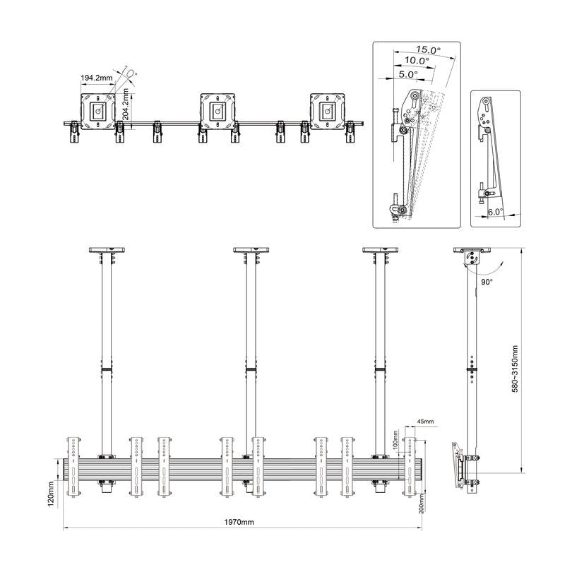 Multibrackets M Ceiling Mount Pro MBC4X1U, VESA 200