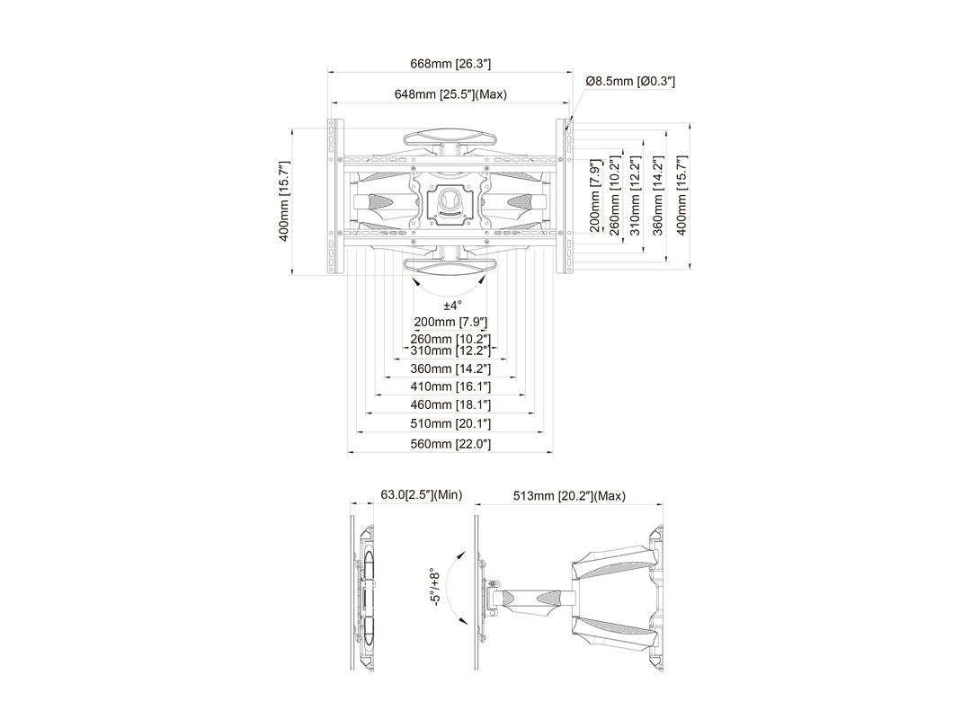 Multibrackets M VESA Flexarm Full Motion Dual Portrait 400x600