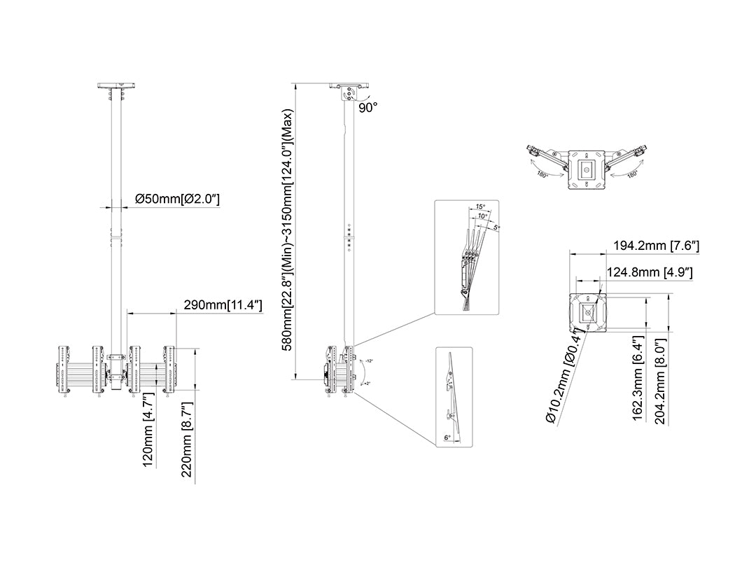 Multibrackets M Ceiling Mount Pro MBC2UPV 50/100/200