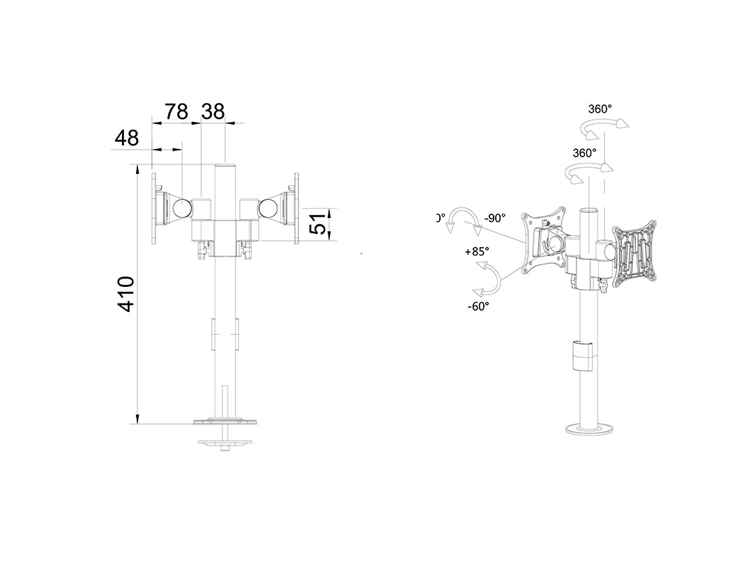 Multibrackets M VESA Deskmount Dual B2B + Enclosure