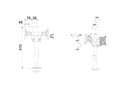 Multibrackets M VESA Deskmount Dual B2B + Enclosure