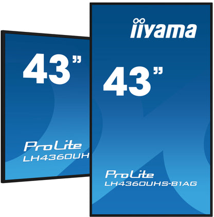 iiyama ProLite LH4360UHS-B1AG 43" 4K UHD professional digital signage display with advanced control and connectivity options